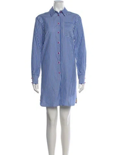 Pre-owned Maison Common Striped Mini Dress In Blue