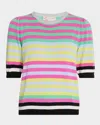 Maison Common Striped Puff-sleeve Wool-cashmere Crewneck Sweater In Multi