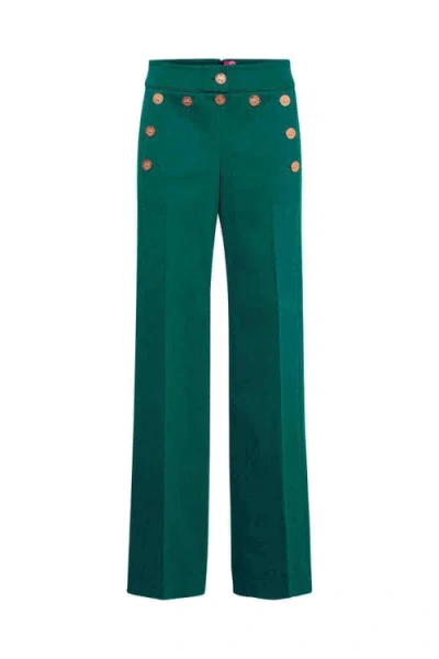 Maison Common Striped Sailor Trousers In Green