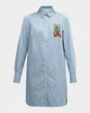 Maison Common Striped Tunic With Abstract Embroidery In Blue