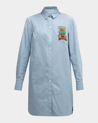 MAISON COMMON STRIPED TUNIC WITH ABSTRACT EMBROIDERY