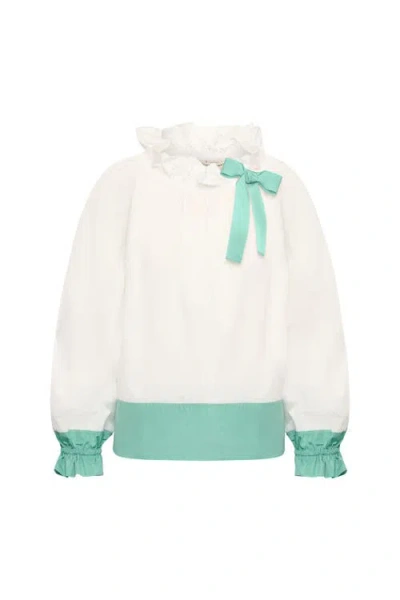 Maison Common Taffeta Blouse With Bloon Sleeves And Bow In Multi