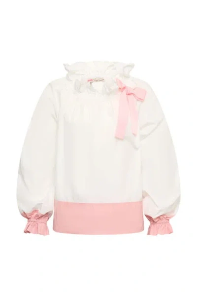 Maison Common Taffeta Blouse With Bloon Sleeves And Bow In White