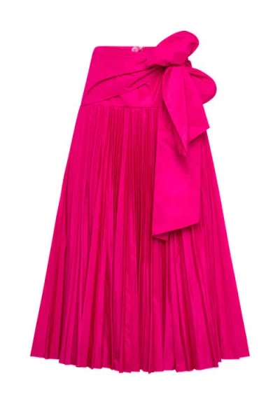 Maison Common Taffeta Skirt With Bow Tie In Pink