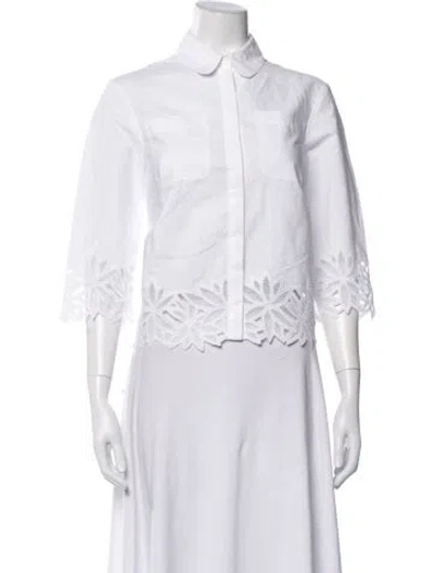 Pre-owned Maison Common Three-quarter Sleeve Button-up Top In White