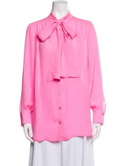 Pre-owned Maison Common Tie Neck Long Sleeve Blouse In Pink