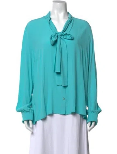 Pre-owned Maison Common Tie Neck Long Sleeve Blouse W/ Tags In Blue