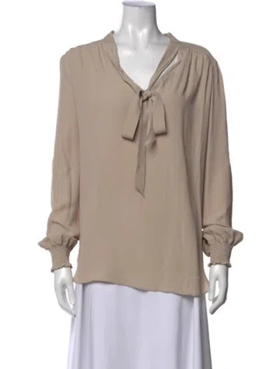 Pre-owned Maison Common Tie Neck Long Sleeve Blouse W/ Tags In Neutrals