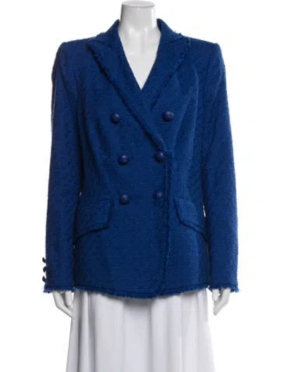 Pre-owned Maison Common Tweed Pattern Blazer In Blue