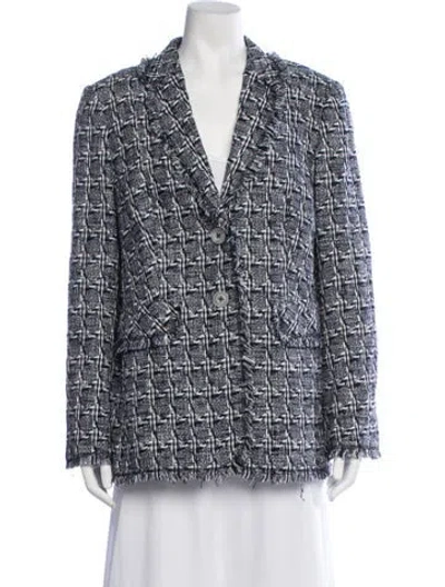 Pre-owned Maison Common Tweed Pattern Blazer In Blue