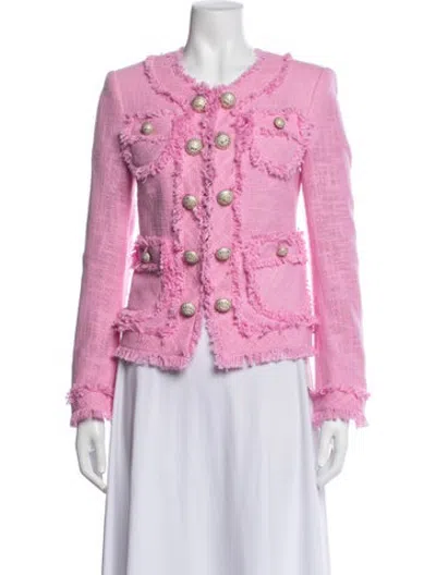 Pre-owned Maison Common Tweed Pattern Blazer In Pink
