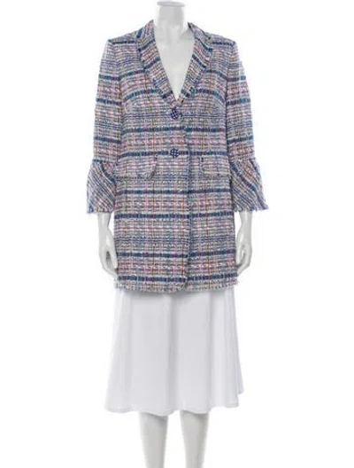 Pre-owned Maison Common Tweed Pattern Blazer In White