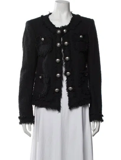 Pre-owned Maison Common Tweed Pattern Jacket In Black