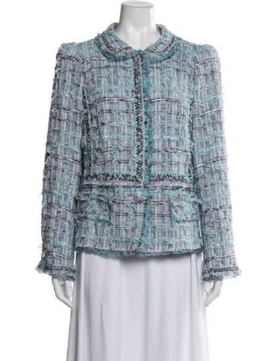 Pre-owned Maison Common Tweed Pattern Jacket In Blue