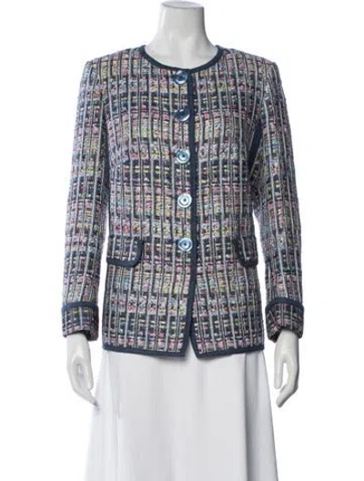 Pre-owned Maison Common Tweed Pattern Jacket W/ Tags In Blue