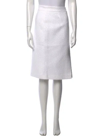 Pre-owned Maison Common Tweed Pattern Midi Length Skirt In White