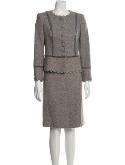 Pre-owned Maison Common Tweed Pattern Skirt Suit In Gray