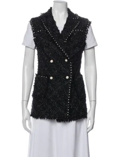 Pre-owned Maison Common Tweed Pattern Vest In Black