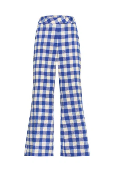 Maison Common Vichy Trousers Ankle Lenght In Blue