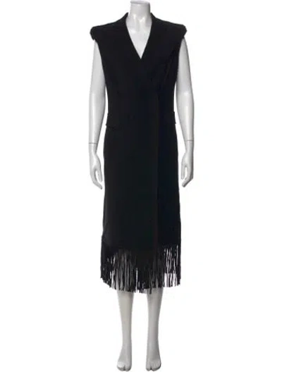 Pre-owned Maison Common Virgin Wool Long Dress In Black