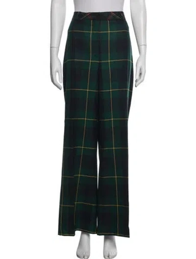 Pre-owned Maison Common Virgin Wool Wide Leg Pants In Green