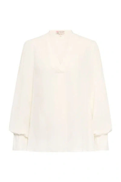 Maison Common V-neck Blouse With Long Sleeves In White
