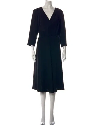 Pre-owned Maison Common V-neck Midi Length Dress In Blue