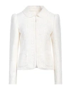Maison Common Peter-pan Collar Paillette Pinstripe Tweed Jacket In White