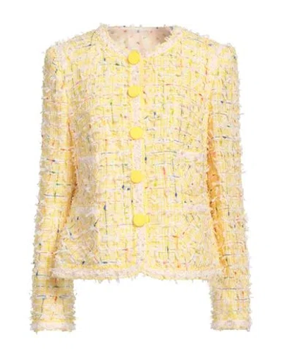 Maison Common Woman Jacket Yellow Size 12 Cotton, Polyamide, Polyester
