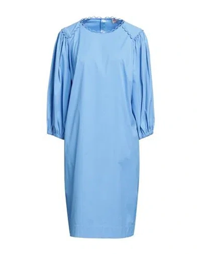 Maison Common Woman Midi Dress Light Blue Size 14 Cotton, Polyamide, Elastane