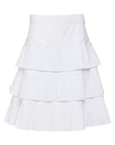 Maison Common Woman Midi Skirt White Size 10 Cotton, Polyester