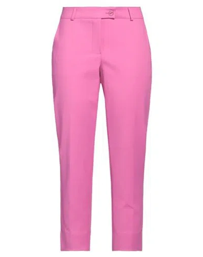 Maison Common Woman Pants Fuchsia Size 8 Cotton, Polyamide, Elastane In Pink