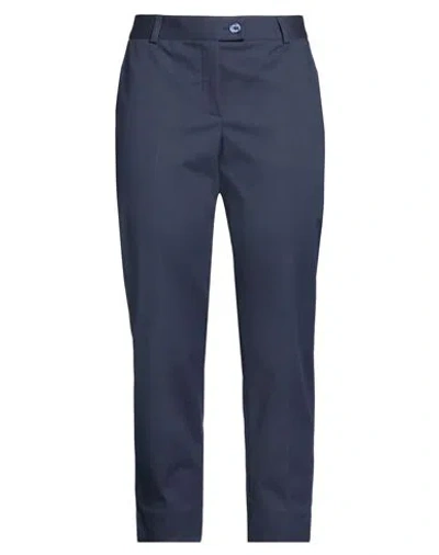 Maison Common Woman Pants Navy Size 14 Cotton, Polyamide, Elastane In Blue
