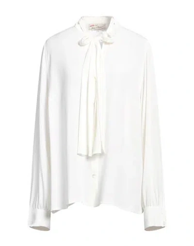 Maison Common Woman Shirt Ivory Size 16 Acetate, Silk In White