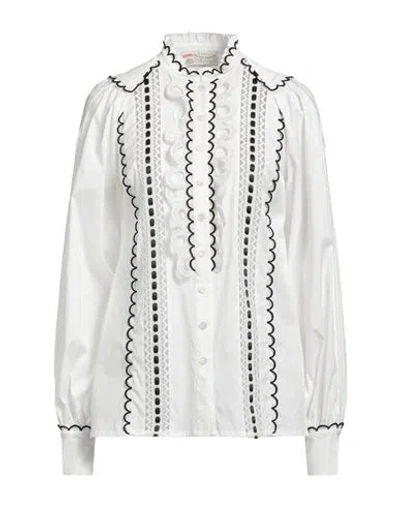 Maison Common Woman Shirt White Size 8 Cotton, Polyamide, Elastane
