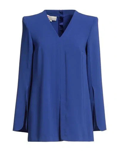 Maison Common Woman Top Bright Blue Size 4 Triacetate, Polyester