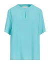 Maison Common Woman Top Sky Blue Size 14 Acetate, Silk