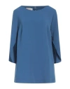 MAISON COMMON MAISON COMMON WOMAN TOP SLATE BLUE SIZE 16 TRIACETATE, POLYESTER