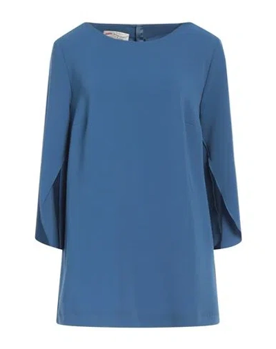Maison Common Woman Top Slate Blue Size 16 Triacetate, Polyester