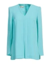 Maison Common Woman Top Turquoise Size 4 Triacetate, Polyester In Blue