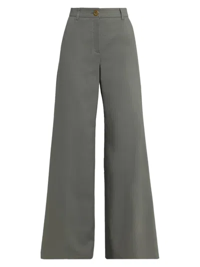Maison Common Women's Cotton-blend Wide-leg Pants In Green