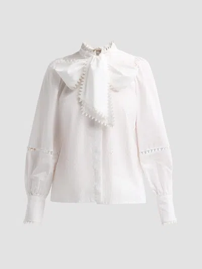 Maison Common Women's Embroidered Cotton Blouse In White