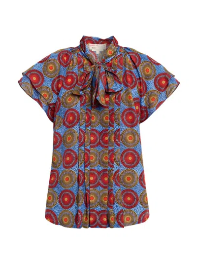 Maison Common Women's Geometric Jacquard Cotton Viole Shirt In Multi