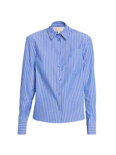 Maison Common Women's Pinstriped Cotton Button-front Shirt In Multi
