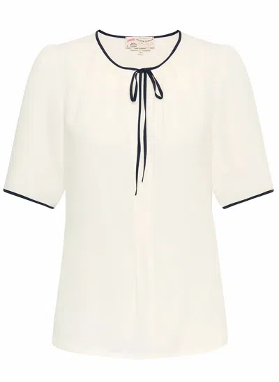 Maison Common Women's Tie-front Short-sleeve Blouse In Ivory In Neutral