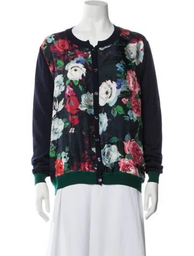 Pre-owned Maison Common Wool Floral Print Sweater In Blue