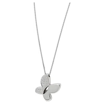 Pre-owned Maison Crivelli Crivelli Butterfly Diamond Pendant Necklace 18k White Gold 0.51ctw