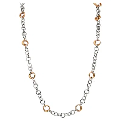 Pre-owned Maison Crivelli Crivelli Diamond Link Chain Necklace 18k White & Rose Gold 0.10ctw