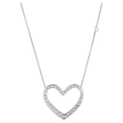 Pre-owned Maison Crivelli Crivelli Heart Diamond Pendant Necklace 18k White Gold 0.50ctw