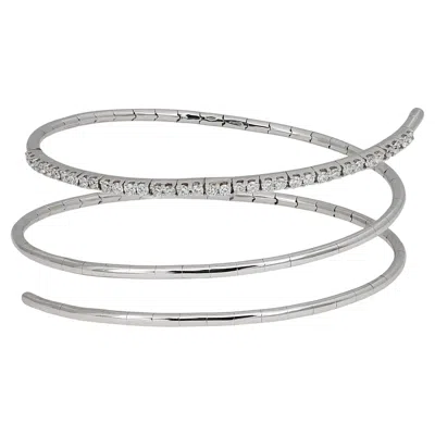 Pre-owned Maison Crivelli Crivelli Spring Diamond Wrap Bracelet 18k White Gold 0.75ctw